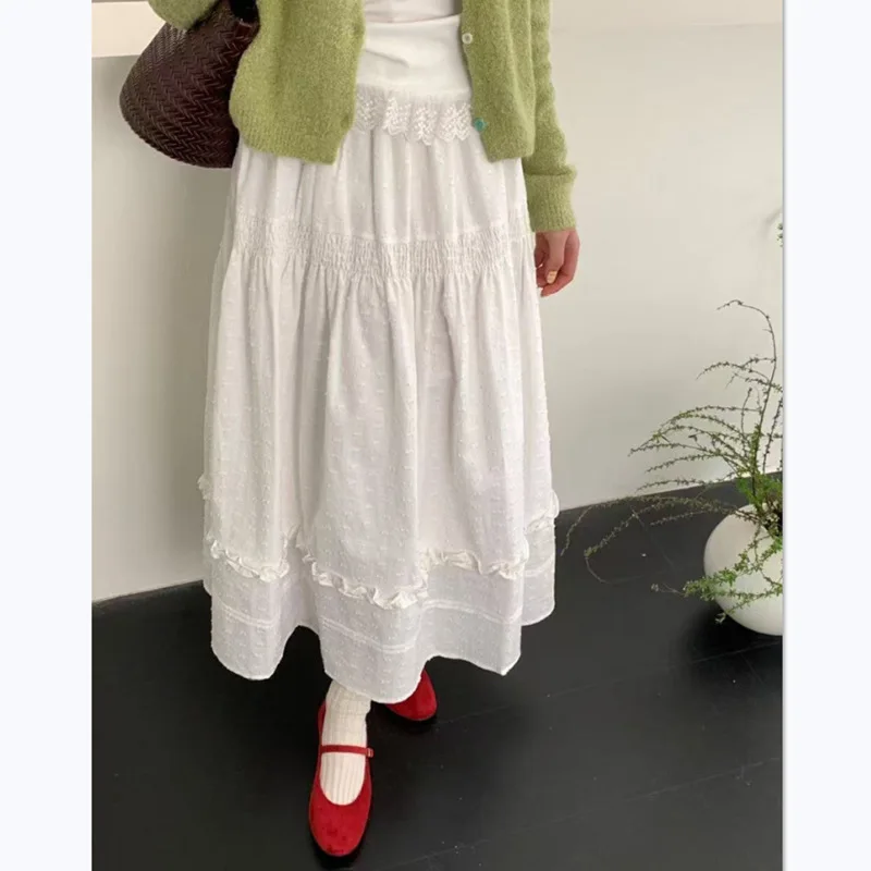 Нежная белая кружевная юбка-миди из чистого хлопка, новая модель весна-лето, женское платье с эластичной талией и вышивкой
Нежная белая кружевная юбка-миди из чистого хлопка, новая модель весна-лето, женское платье с эластичной талией и вышивкой