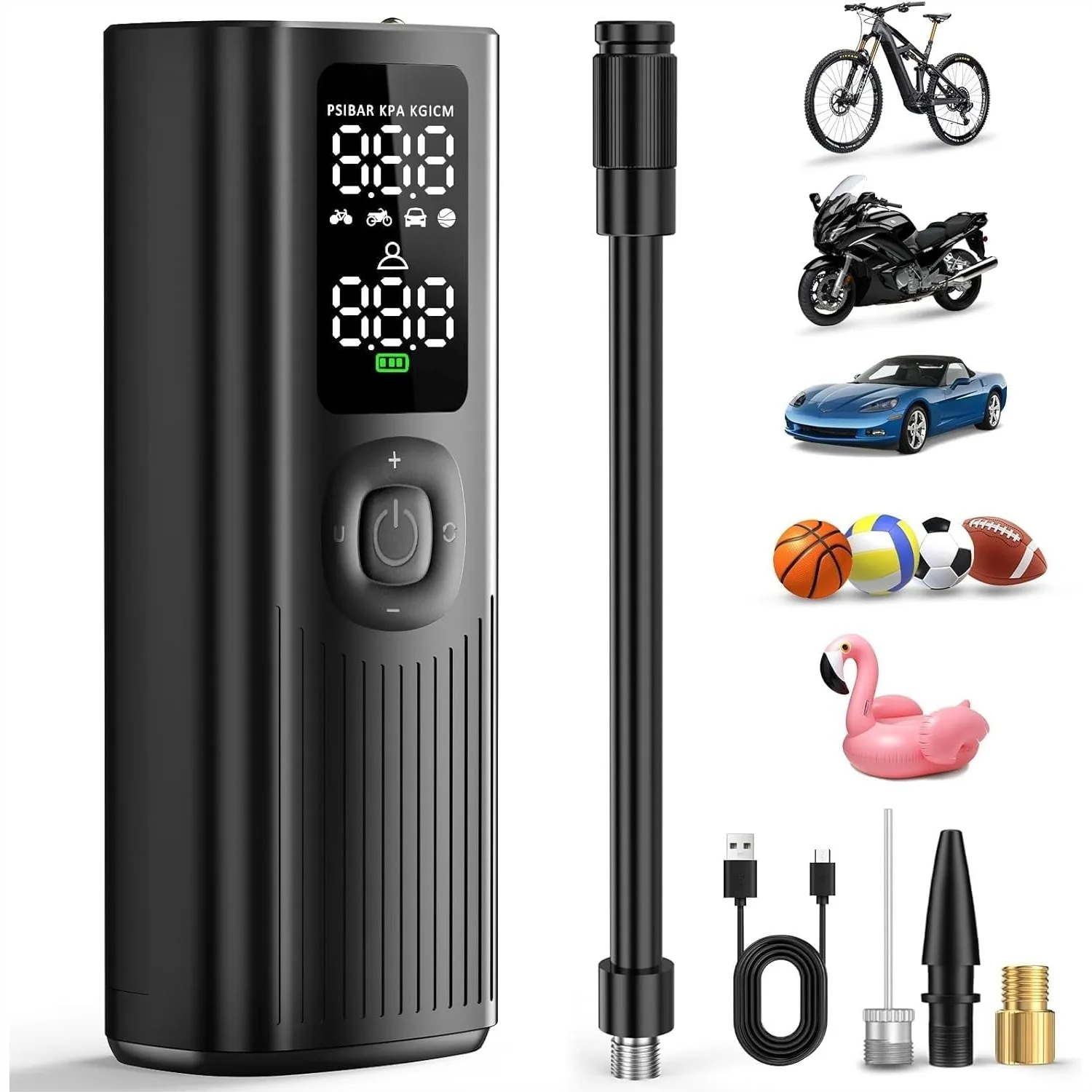 Cordless Tire Inflator 150 PSI Portable Air Compressor with Digital Pressure Gauge Auto Shut Off LED Light for Car Motorcycle Bike Ball
Cordless Tire Inflator 150 PSI Portable Air Compressor with Digital Pressure Gauge Auto Shut Off LED Light for Car Motorcycle Bike Ball