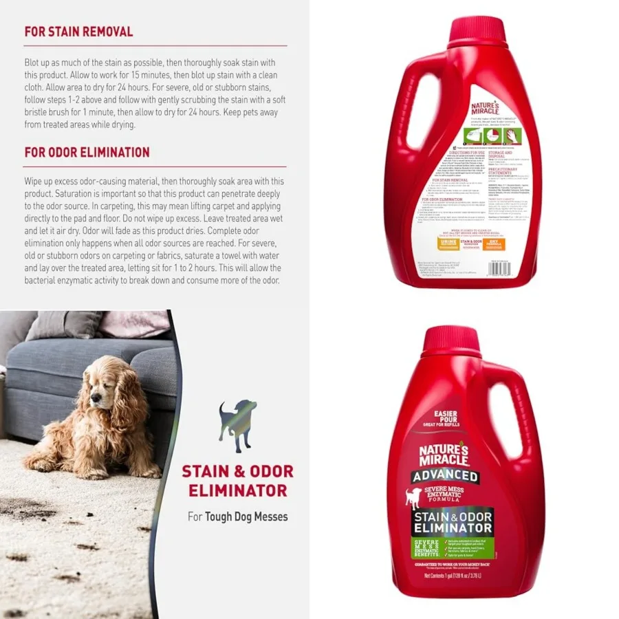 Nature's Miracle Advanced Stain And Odor Eliminator for Dogs, 1 Gallon, Fresh Scent, Severe Mess Enzymatic Formula For Tough Pe
Nature's Miracle Advanced Stain And Odor Eliminator for Dogs, 1 Gallon, Fresh Scent, Severe Mess Enzymatic Formula For Tough Pe