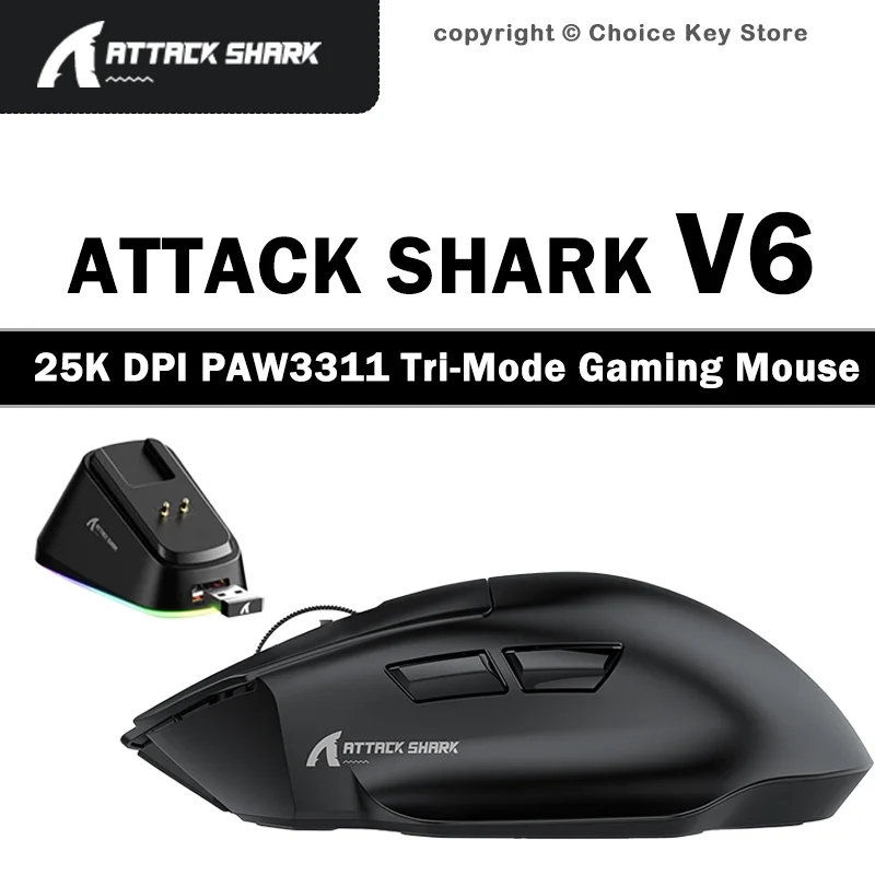 ATTACK SHARK V6 Wireless Gaming Mouse 65g lightweight PAW3311 25000DPI Tri-Mode Bluetooth Wired RGB Charging Dock Mouse
ATTACK SHARK V6 Wireless Gaming Mouse 65g lightweight PAW3311 25000DPI Tri-Mode Bluetooth Wired RGB Charging Dock Mouse