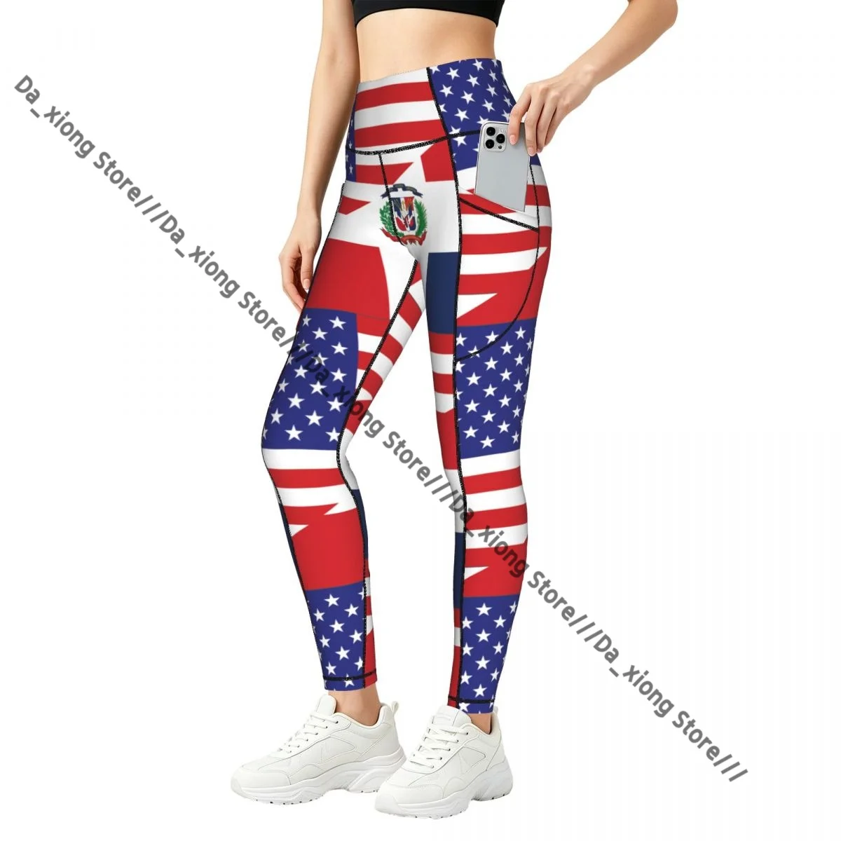 High Waist Hip Lift Yoga Pants Women With Pockets US Flag And Dominican Republic Flag Gym Wear
High Waist Hip Lift Yoga Pants Women With Pockets US Flag And Dominican Republic Flag Gym Wear
