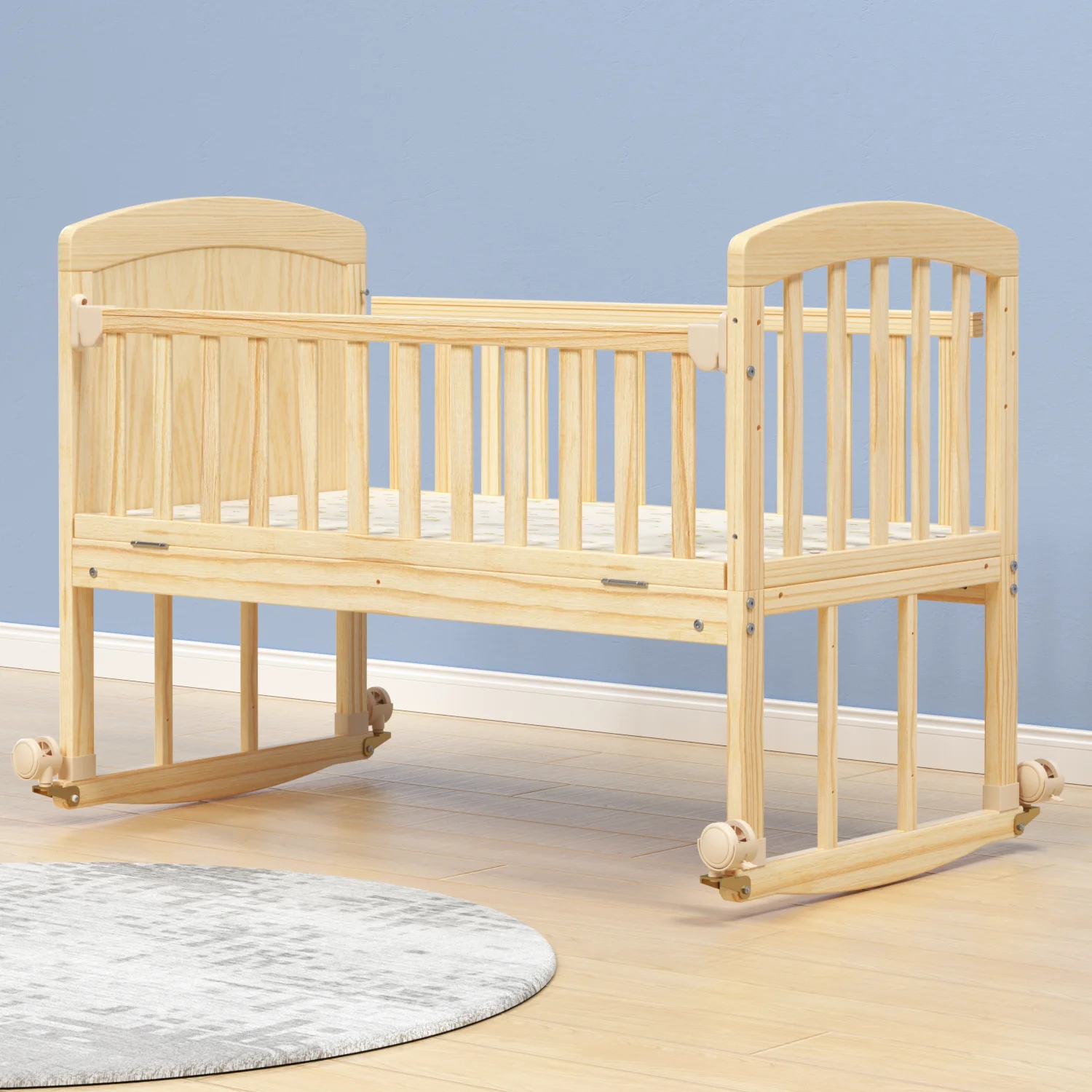 Hot Selling Eco-friendly Solid Wood Baby Swing Cot Bed 3 in 1 Baby Crib With Silent Casters
Hot Selling Eco-friendly Solid Wood Baby Swing Cot Bed 3 in 1 Baby Crib With Silent Casters