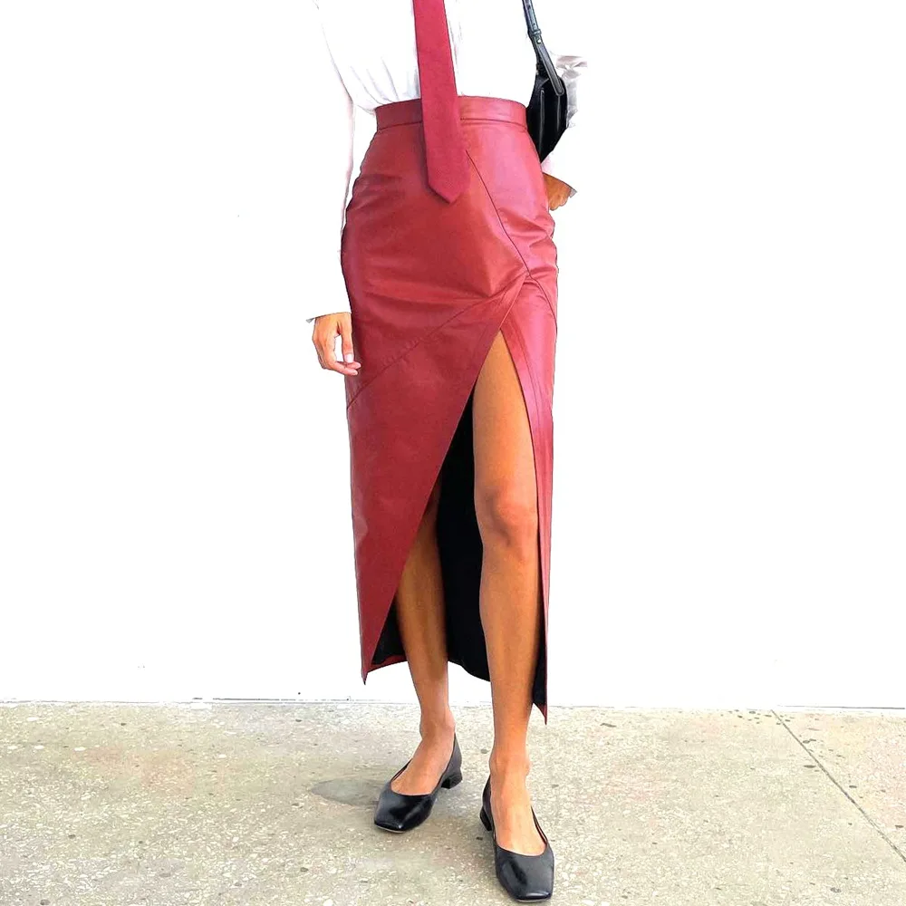 Women's Clothing Autumn New Fashion High-waisted Slim-fitting Split Irregular Leather Skirt
Women's Clothing Autumn New Fashion High-waisted Slim-fitting Split Irregular Leather Skirt