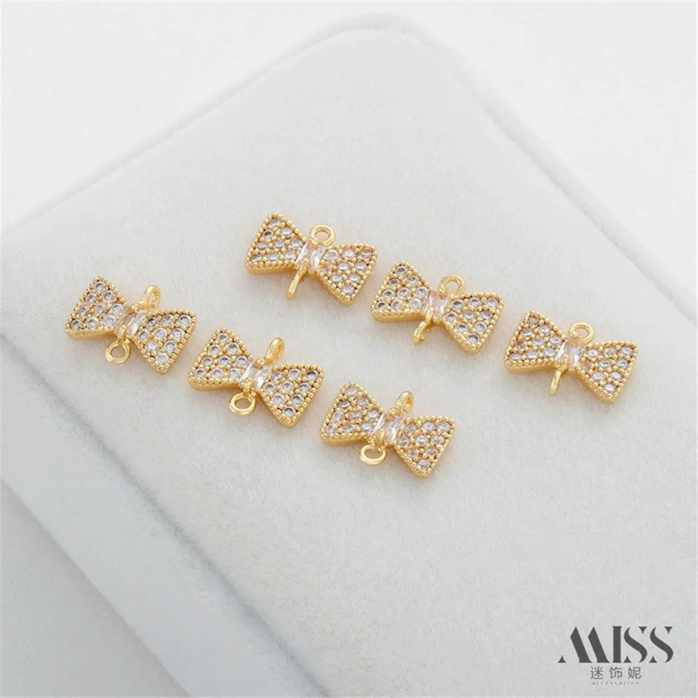 14K Gold-wrapped Color-preserving Zircon Double-hanging Bow Pendant DIY Handmade Bracelet Necklace Ear Jewelry Link Accessories
14K Gold-wrapped Color-preserving Zircon Double-hanging Bow Pendant DIY Handmade Bracelet Necklace Ear Jewelry Link Accessories
