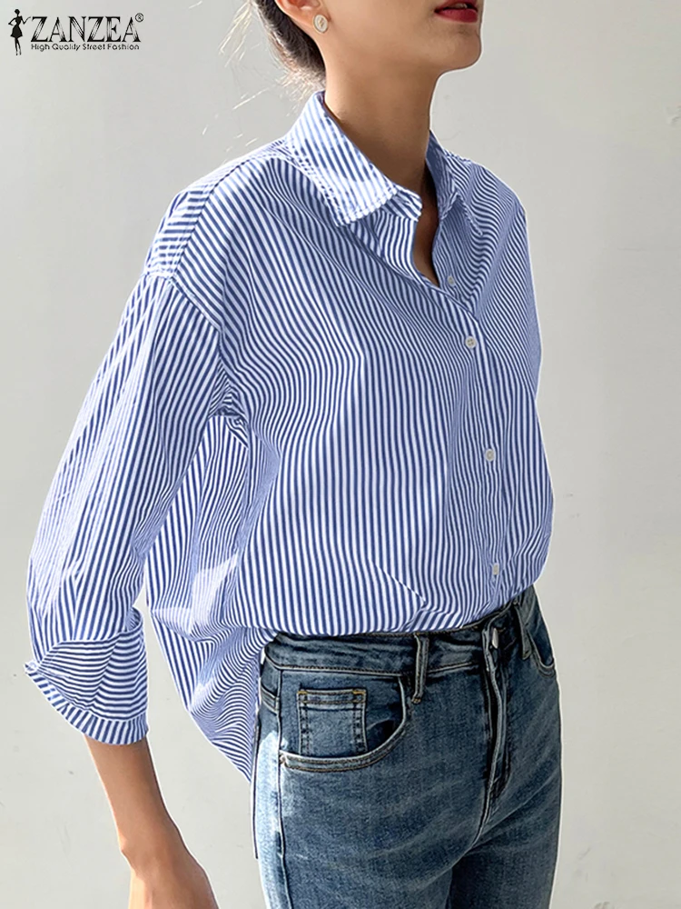 ZANZEA Autumn Women Tops 2025 Elegant Striped Blouse Fashion Shirts Casual Long Sleeve Button Up Tunic Loose Blusas Femininas
ZANZEA Autumn Women Tops 2025 Elegant Striped Blouse Fashion Shirts Casual Long Sleeve Button Up Tunic Loose Blusas Femininas