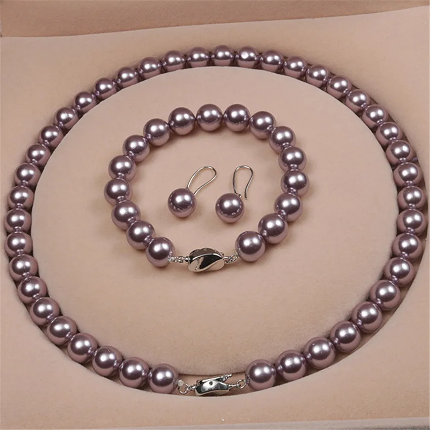 10MM purple shell pearl knot necklace bracelet earrings set Wholesale Men Gift Healing Stainless Cross Craft Clavicle
10MM purple shell pearl knot necklace bracelet earrings set Wholesale Men Gift Healing Stainless Cross Craft Clavicle