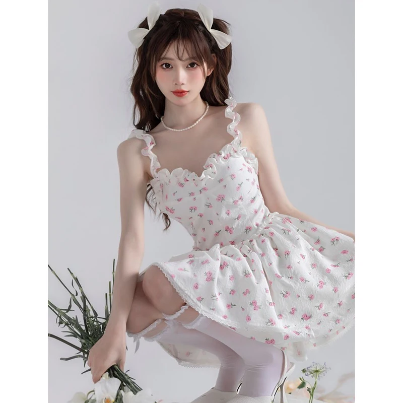French Sweet Kawaii Lace Small Floral Mini Dress for Women, Elegant Fairy Dress, Korean Fashion, Sexy Beach Party Dresses, 2023
French Sweet Kawaii Lace Small Floral Mini Dress for Women, Elegant Fairy Dress, Korean Fashion, Sexy Beach Party Dresses, 2023