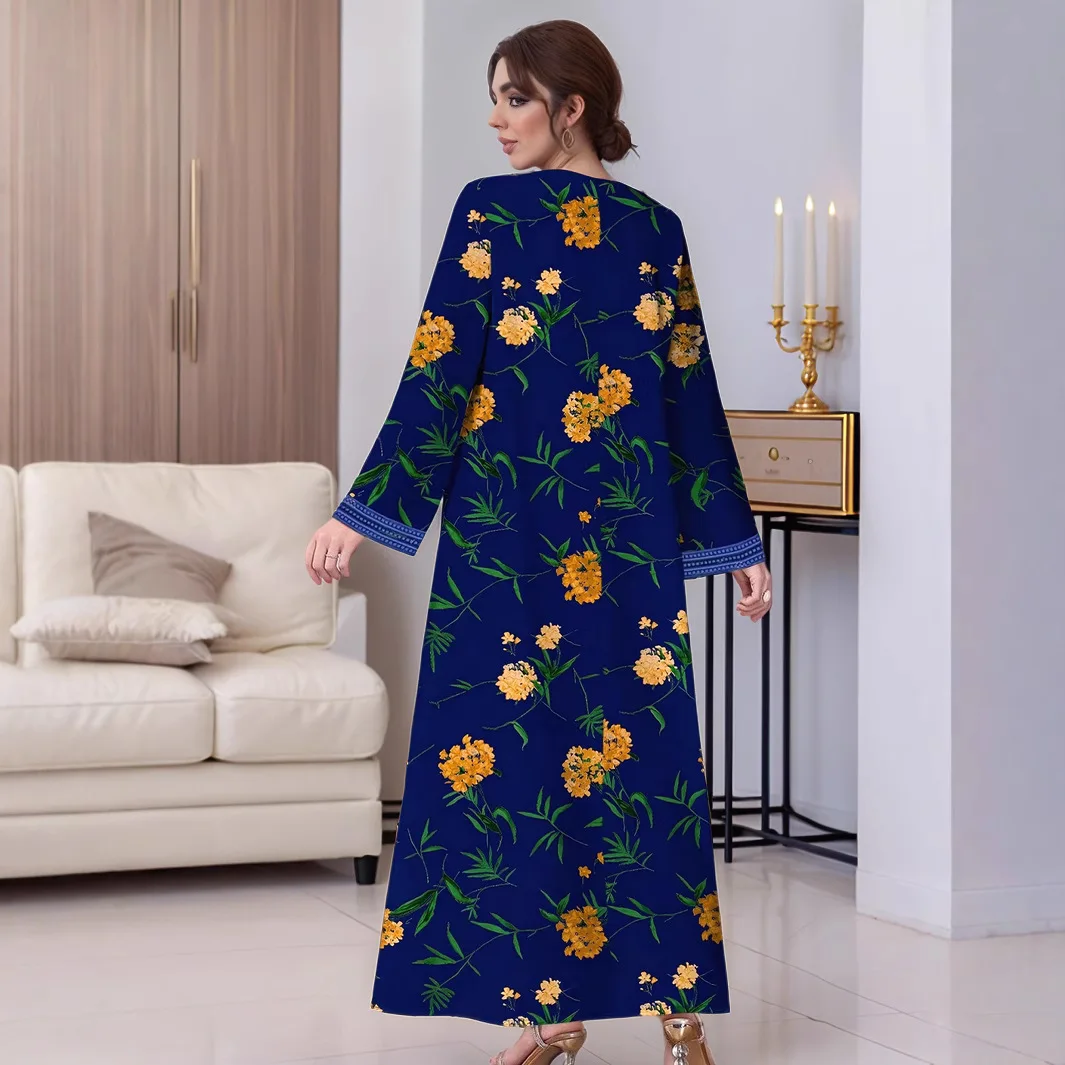 Elegant Muslim Fashion Dress Abaya Wholesale New Fashion Muslim Women Robe Elegant Long Sleeve Printed V-Neck Dress Abayas
Elegant Muslim Fashion Dress Abaya Wholesale New Fashion Muslim Women Robe Elegant Long Sleeve Printed V-Neck Dress Abayas