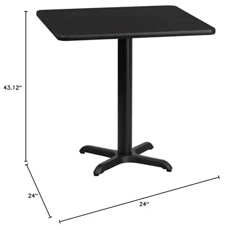 24x24 Inch Black Laminate Square Bar Table With 43.12 Inch Height Metal Cross Base
24x24 Inch Black Laminate Square Bar Table With 43.12 Inch Height Metal Cross Base