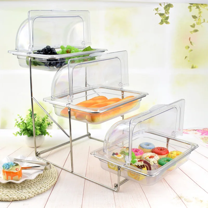 Transparent fruit display tray with cover buffet table cake snack tray dessert display rack three-layer commercial
Transparent fruit display tray with cover buffet table cake snack tray dessert display rack three-layer commercial