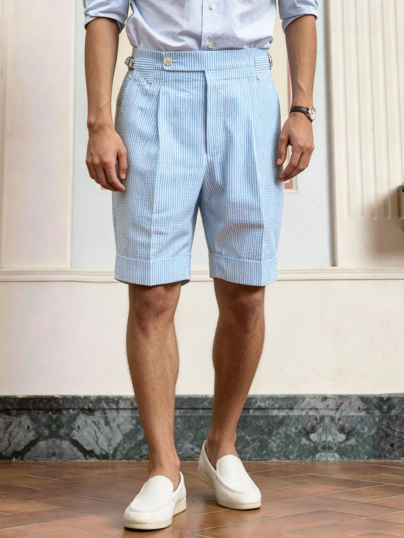 2026 Summer Trendy Men Striped Shorts, Button Pleated, Loose Straight Leg, Casual Streetwear for Daily Commute
2026 Summer Trendy Men Striped Shorts, Button Pleated, Loose Straight Leg, Casual Streetwear for Daily Commute