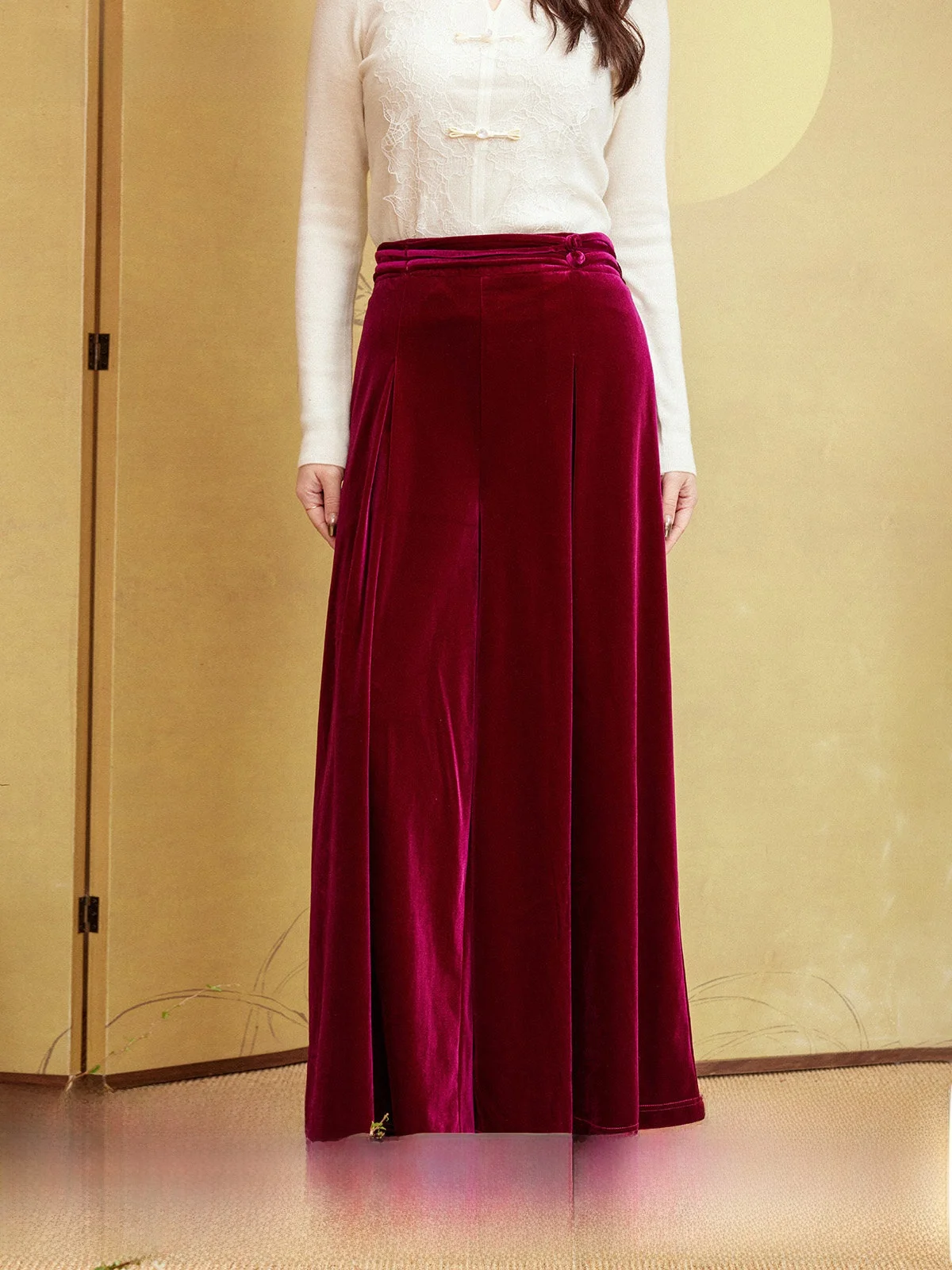 Plusmall Autumn Winter New High am Velvet National Sle Design Button Wide Leg Pants Women's Casual Faion Trousers
Plusmall Autumn Winter New High am Velvet National Sle Design Button Wide Leg Pants Women's Casual Faion Trousers