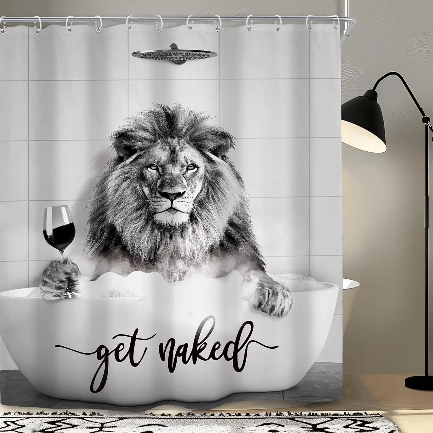 Lion Bathtub Shower Curtain Funny Animal Get Naked Print for Modern Bathroom Decor
Lion Bathtub Shower Curtain Funny Animal Get Naked Print for Modern Bathroom Decor