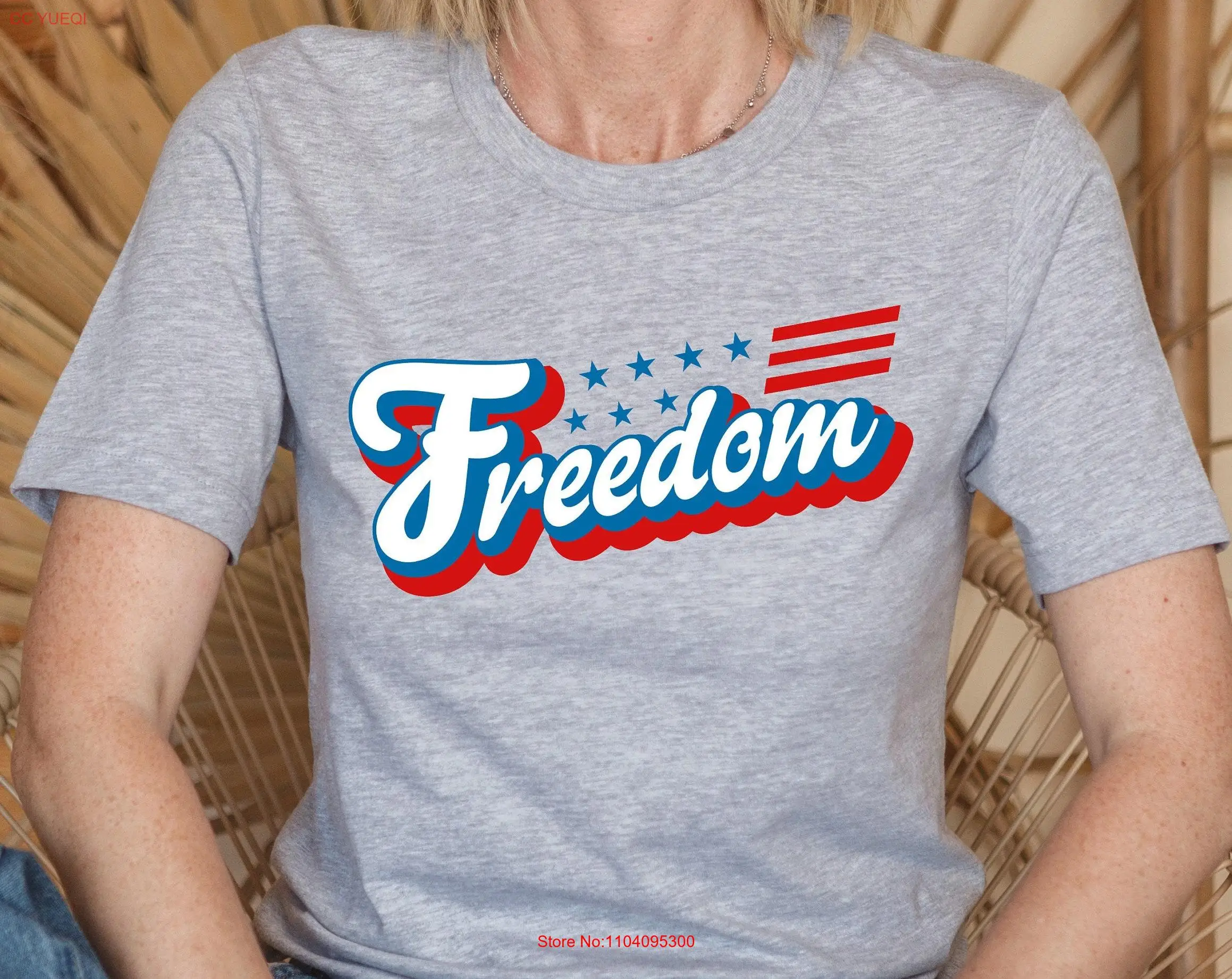 Freedom 4th of July T Shirt America Womens Fourth Outfit USA long or short sleeves
Freedom 4th of July T Shirt America Womens Fourth Outfit USA long or short sleeves