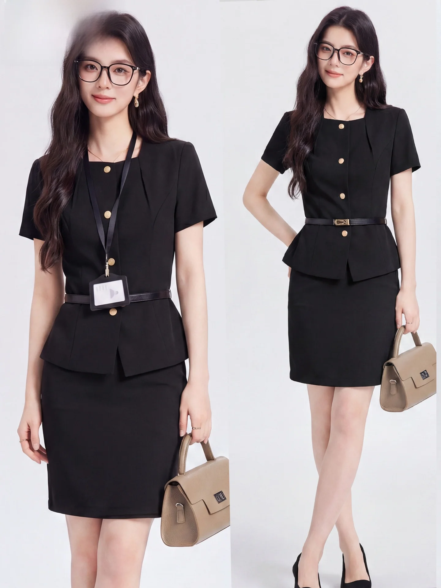 Summer Thin Short Sleeve Suit Set for Women Professional Clothing Jewelry Store Front Desk Gold Shop Summer Workwear Uniform
Summer Thin Short Sleeve Suit Set for Women Professional Clothing Jewelry Store Front Desk Gold Shop Summer Workwear Uniform