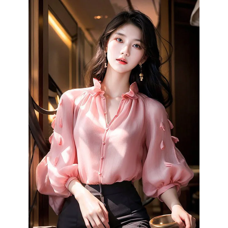 Women Spring Summer Fashion Trend Solid Color V-neck Long Sleeve Shirts Ladies Simplicity Office Lady All-match Casual Tops
Women Spring Summer Fashion Trend Solid Color V-neck Long Sleeve Shirts Ladies Simplicity Office Lady All-match Casual Tops