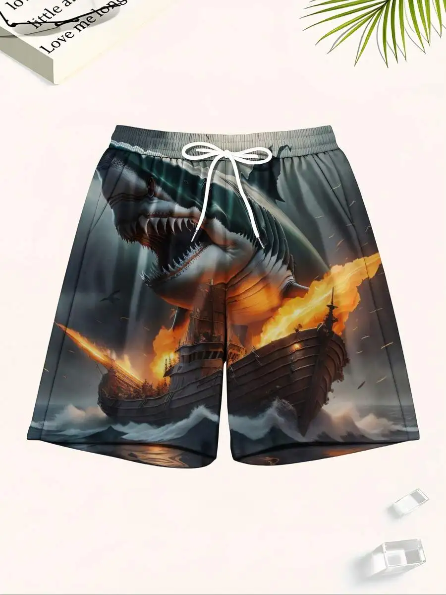 Mens 3D Shark Attack Pirate Ship Graphic Beach Shorts Summer Swim Trunks
Mens 3D Shark Attack Pirate Ship Graphic Beach Shorts Summer Swim Trunks