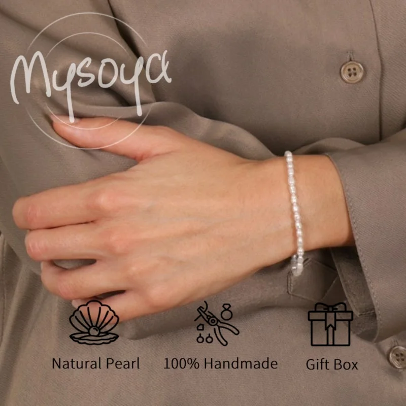 Mysoya White Baroque Rice-shaped Freshwater Pearl Bracelet 3-4mm A Gift Box for Him Her for Weddings Mother's Day Father's Day
Mysoya White Baroque Rice-shaped Freshwater Pearl Bracelet 3-4mm A Gift Box for Him Her for Weddings Mother's Day Father's Day
