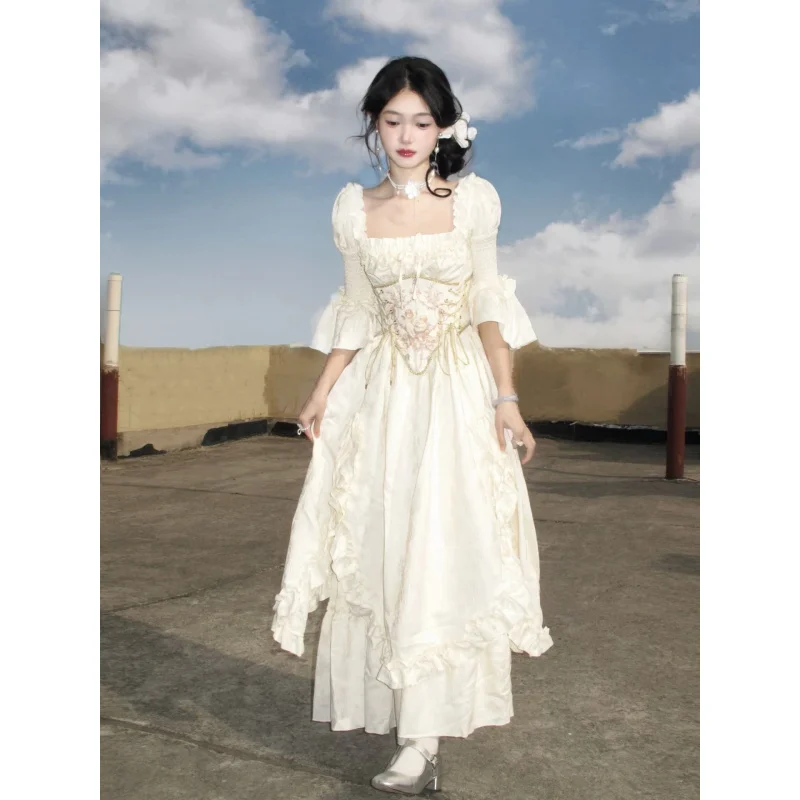 Vintage Victorian Lolita Princess Dress For Woman Retro French Jacquard Bandage Puff Sleeve Fairy Dresses Stage Performance
Vintage Victorian Lolita Princess Dress For Woman Retro French Jacquard Bandage Puff Sleeve Fairy Dresses Stage Performance