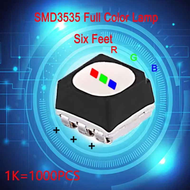 1000 шт. SMD3535 полноцветная светодиодная лампа шести футов, используемая для обслуживания светодиодного дисплея, наружных компонентов RGB для дисплея
1000 шт. SMD3535 полноцветная светодиодная лампа шести футов, используемая для обслуживания светодиодного дисплея, наружных компонентов RGB для дисплея