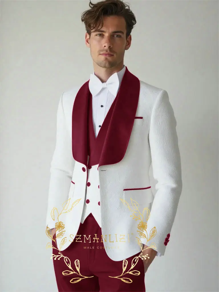 White Floral Wedding Men's 3-piece Suit Set (Jacket Pants Vest) Groom Tuxedo Formal Blazer Elegant Groomsmen Suit for Men
White Floral Wedding Men's 3-piece Suit Set (Jacket Pants Vest) Groom Tuxedo Formal Blazer Elegant Groomsmen Suit for Men