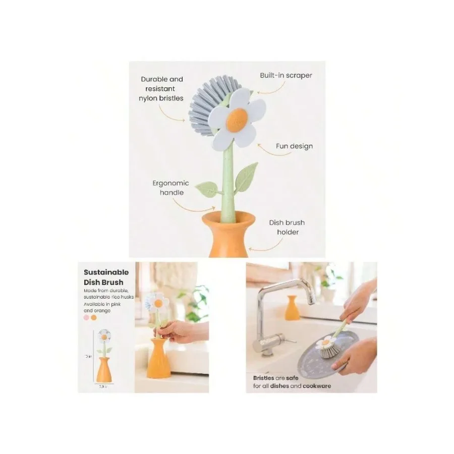 【New style】Florganic Daisy - Shaped Dish Brush With Vase Dish Brush Holder, Dish Brush With Handle, Pot Scrubber, Kitchen Dishe
【New style】Florganic Daisy - Shaped Dish Brush With Vase Dish Brush Holder, Dish Brush With Handle, Pot Scrubber, Kitchen Dishe