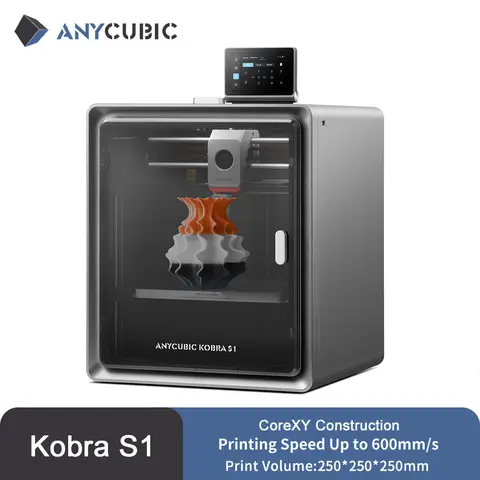 Impresora 3D Anycubic Kobra S1 Speedy Core XY Estructura estable Velocidad máxima 600 mm/s Impresora 3D ultrasilenciosa de alta precisión