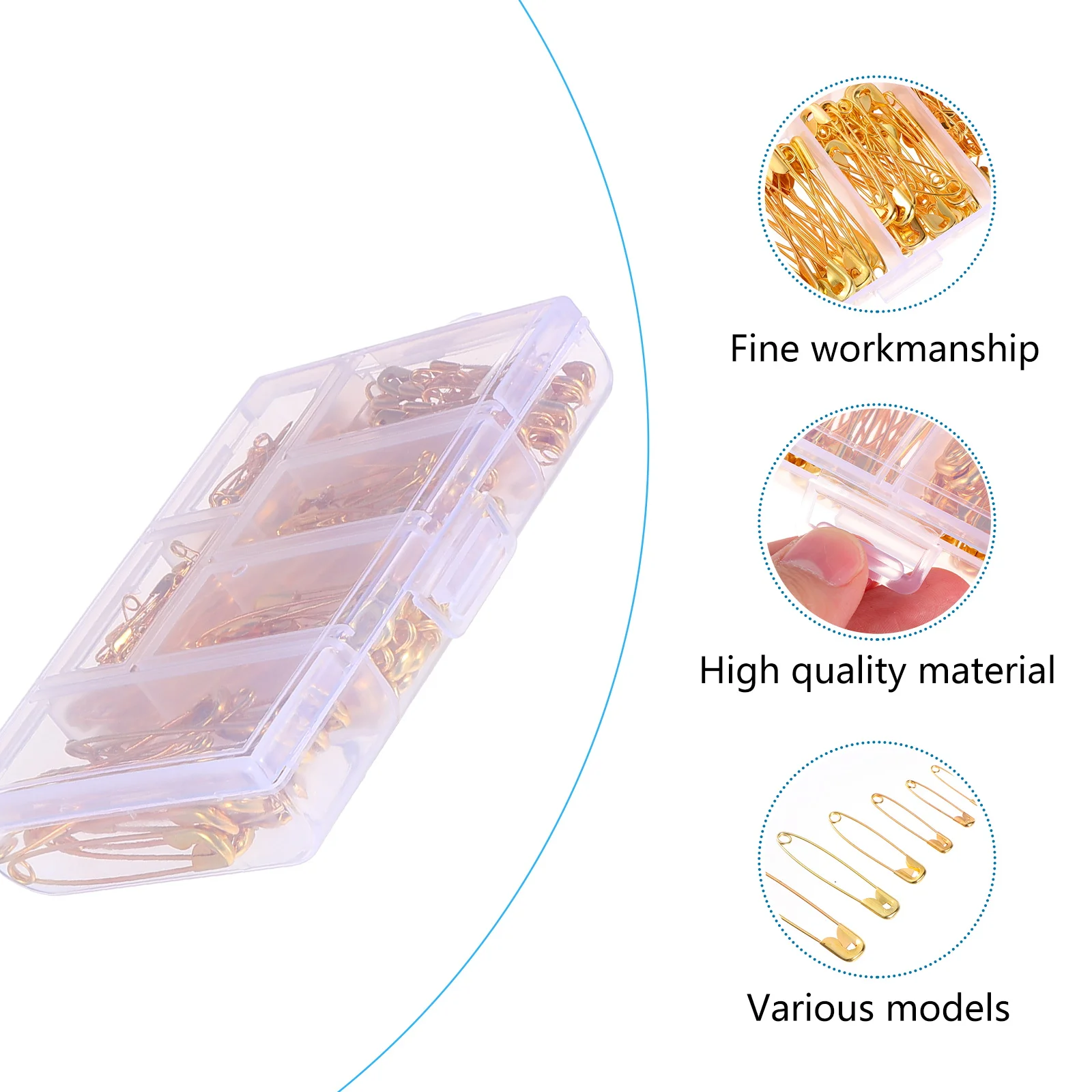 250pcs Safety Pins Metal Sewing Accessories Locking Pin Bulk Rust Resistant Steel Storage Box Included Not Easy Bend Fastening
250pcs Safety Pins Metal Sewing Accessories Locking Pin Bulk Rust Resistant Steel Storage Box Included Not Easy Bend Fastening