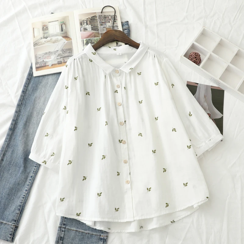 2025 New Autumn Women Double-layer Cotton Yarn Shirts Full Sleeve Leaves Loose Casual Soft Blouse Office Ladies Tops
2025 New Autumn Women Double-layer Cotton Yarn Shirts Full Sleeve Leaves Loose Casual Soft Blouse Office Ladies Tops