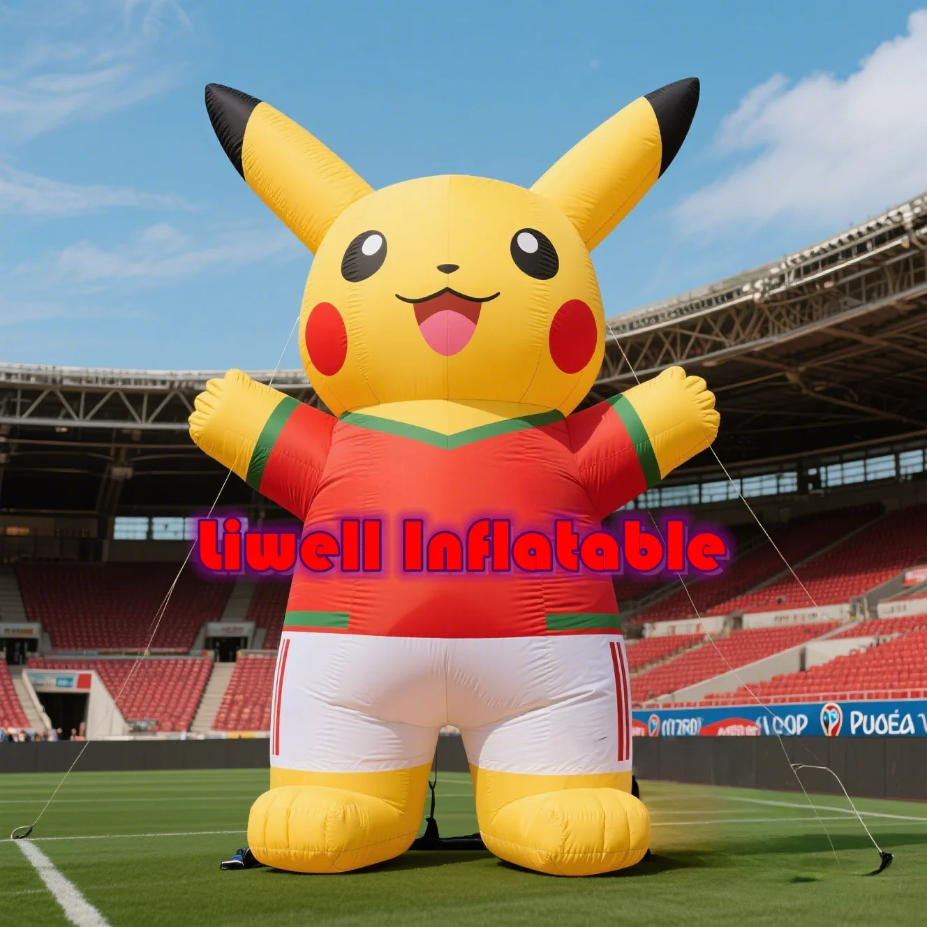 Гигантская надувная фигура Пикачу в виде футбольного мяча для рекламы на Хэллоуин, для использования в помещении и на улице, для оформления мероприятий и вечеринок
Гигантская надувная фигура Пикачу в виде футбольного мяча для рекламы на Хэллоуин, для использования в помещении и на улице, для оформления мероприятий и вечеринок