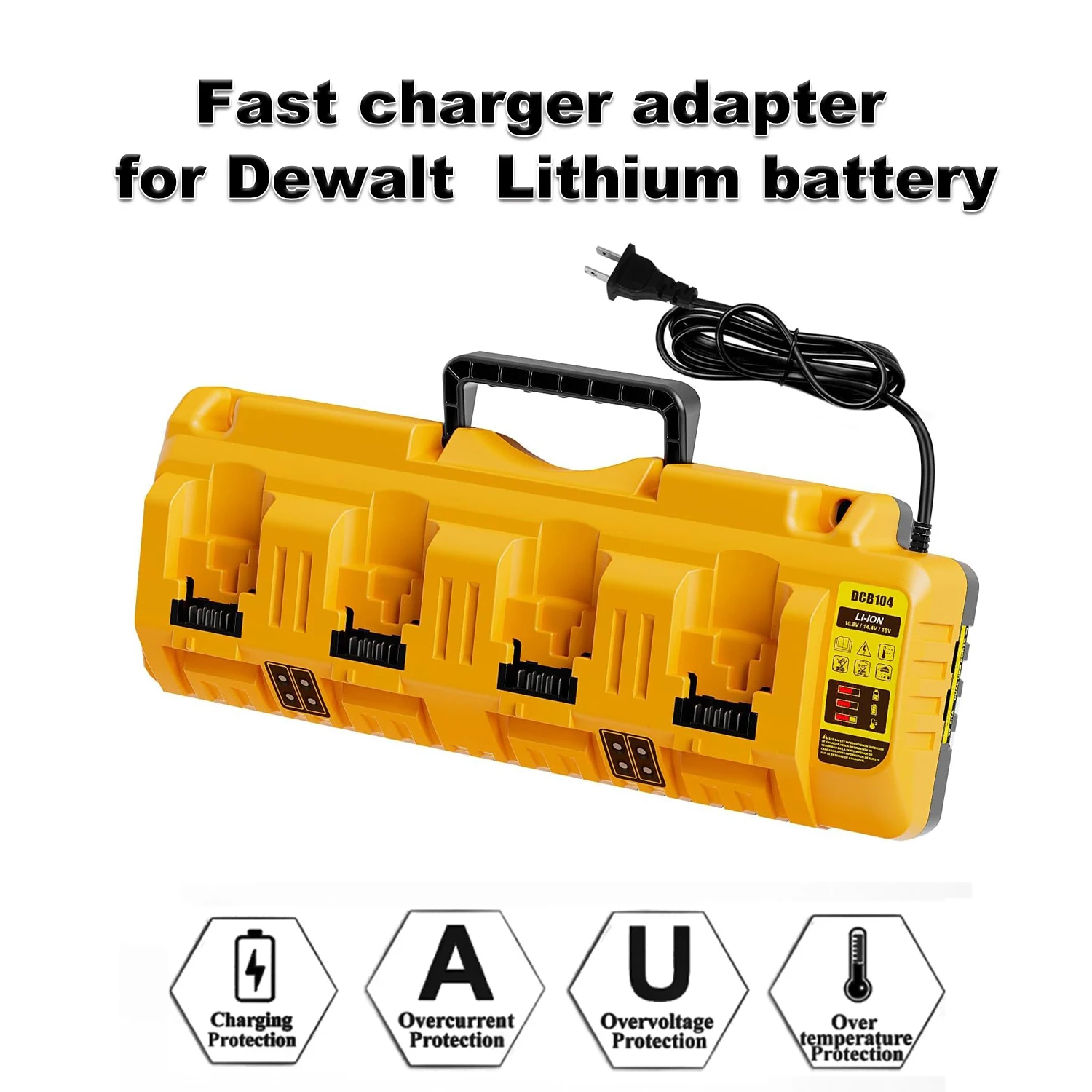 Совместимая зарядная станция для нескольких аккумуляторов, 4-портовая замена одновременной зарядки для зарядного устройства для аккумуляторов Dewalt DCB104
Совместимая зарядная станция для нескольких аккумуляторов, 4-портовая замена одновременной зарядки для зарядного устройства для аккумуляторов Dewalt DCB104