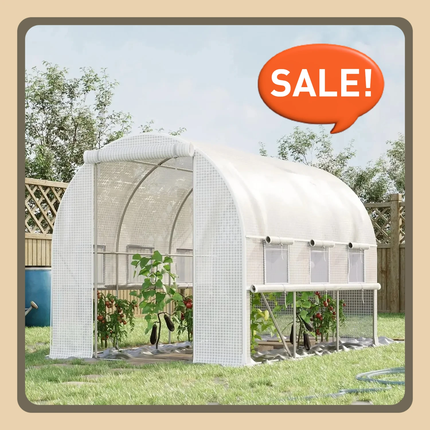 9.7' x 6.5' x 6.5' Walk-in Tunnel Greenhouse with Anti-Tear PE Cover, Zipper Doors Outdoor Green House and Mesh Windows, White
9.7' x 6.5' x 6.5' Walk-in Tunnel Greenhouse with Anti-Tear PE Cover, Zipper Doors Outdoor Green House and Mesh Windows, White