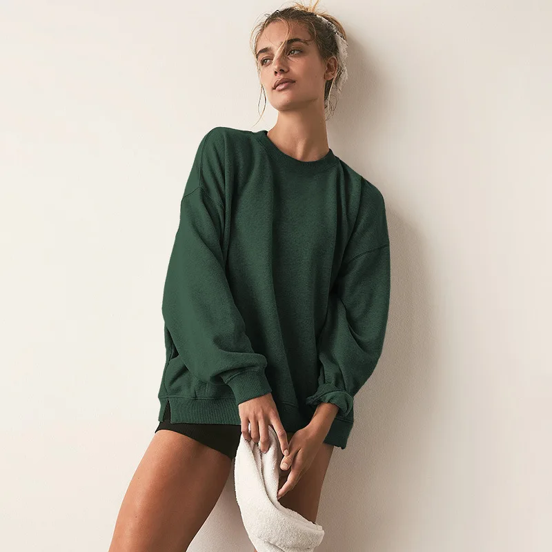European and American women's Oversized Loose Fitting Sweatshirt Solid Long Sleeved Round Neck Pullover Top Sportswear
European and American women's Oversized Loose Fitting Sweatshirt Solid Long Sleeved Round Neck Pullover Top Sportswear