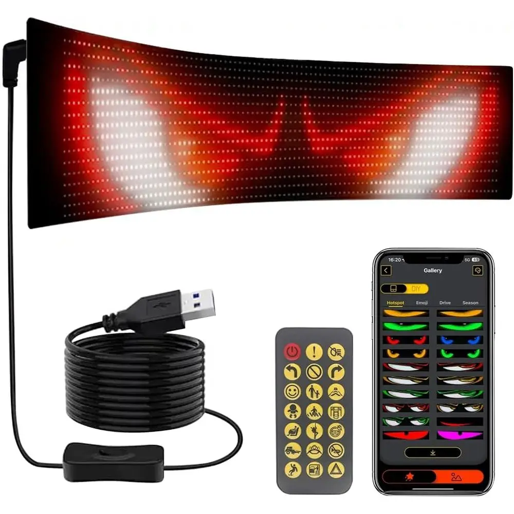 Devil Eyes Light or Cars,Progmable Sign or Car,Led MPanel,lexible Digital Display,With Remote Control, Mobile Pe App Operation,