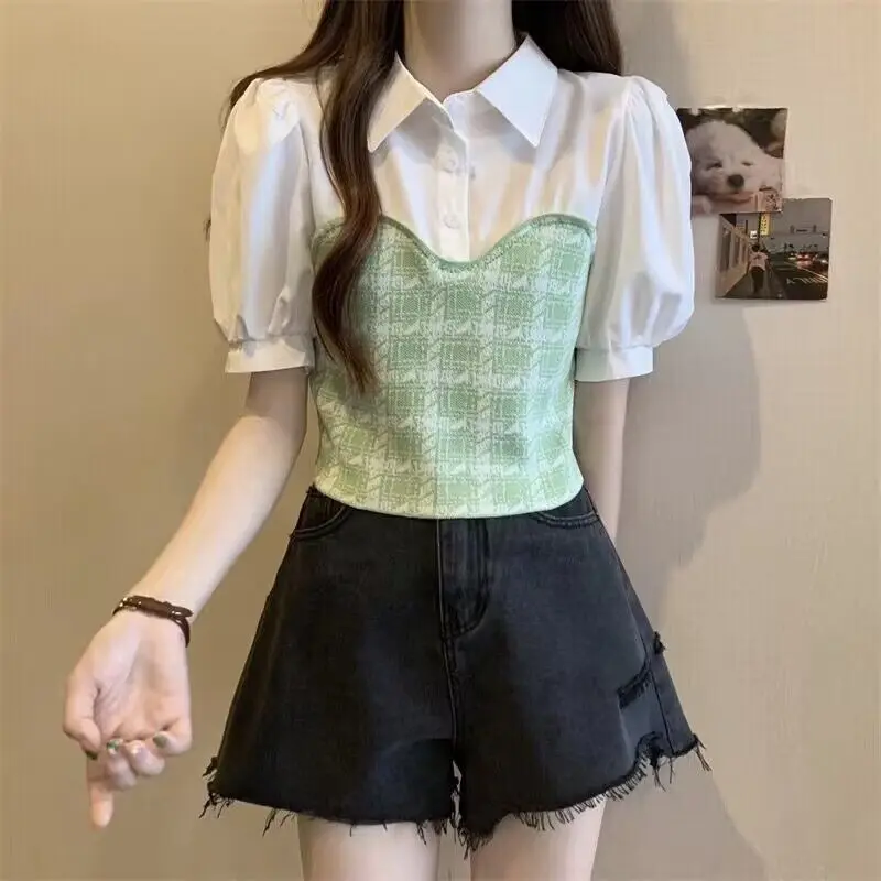 Women Clothes Summer Korean Fashion Button Patchwork All-match Fashionable Commuting Contrasting Colors Short Sleeve Women Shirt
Women Clothes Summer Korean Fashion Button Patchwork All-match Fashionable Commuting Contrasting Colors Short Sleeve Women Shirt