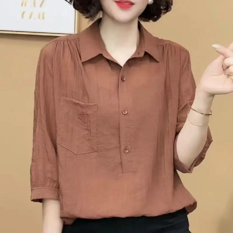 Hot Fashion Shirt New Lapel Age-reducing High-end with Thin Temperament Slim Top for Women
Hot Fashion Shirt New Lapel Age-reducing High-end with Thin Temperament Slim Top for Women