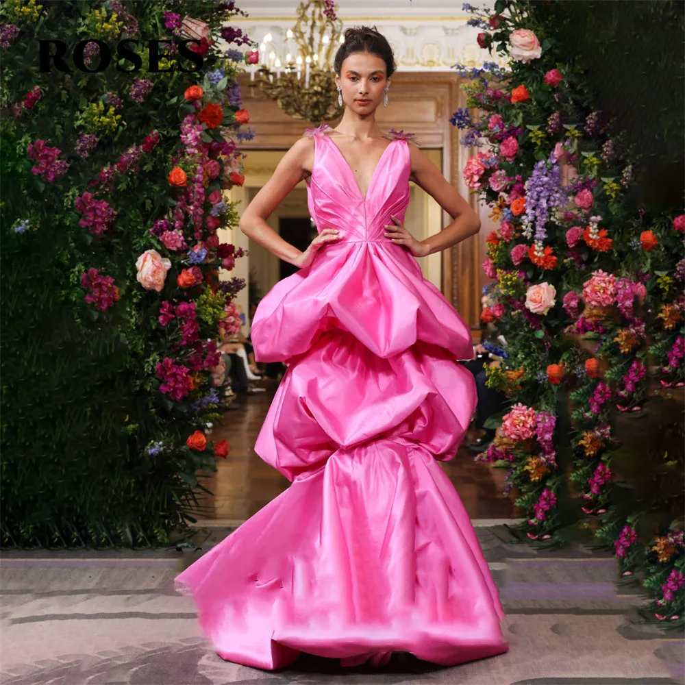 ROSES Pink Stain A Line Formal Dress V-Neck Party Dresses Pleats Tiered Special Occasion Night Dresses for Woman Customized
ROSES Pink Stain A Line Formal Dress V-Neck Party Dresses Pleats Tiered Special Occasion Night Dresses for Woman Customized