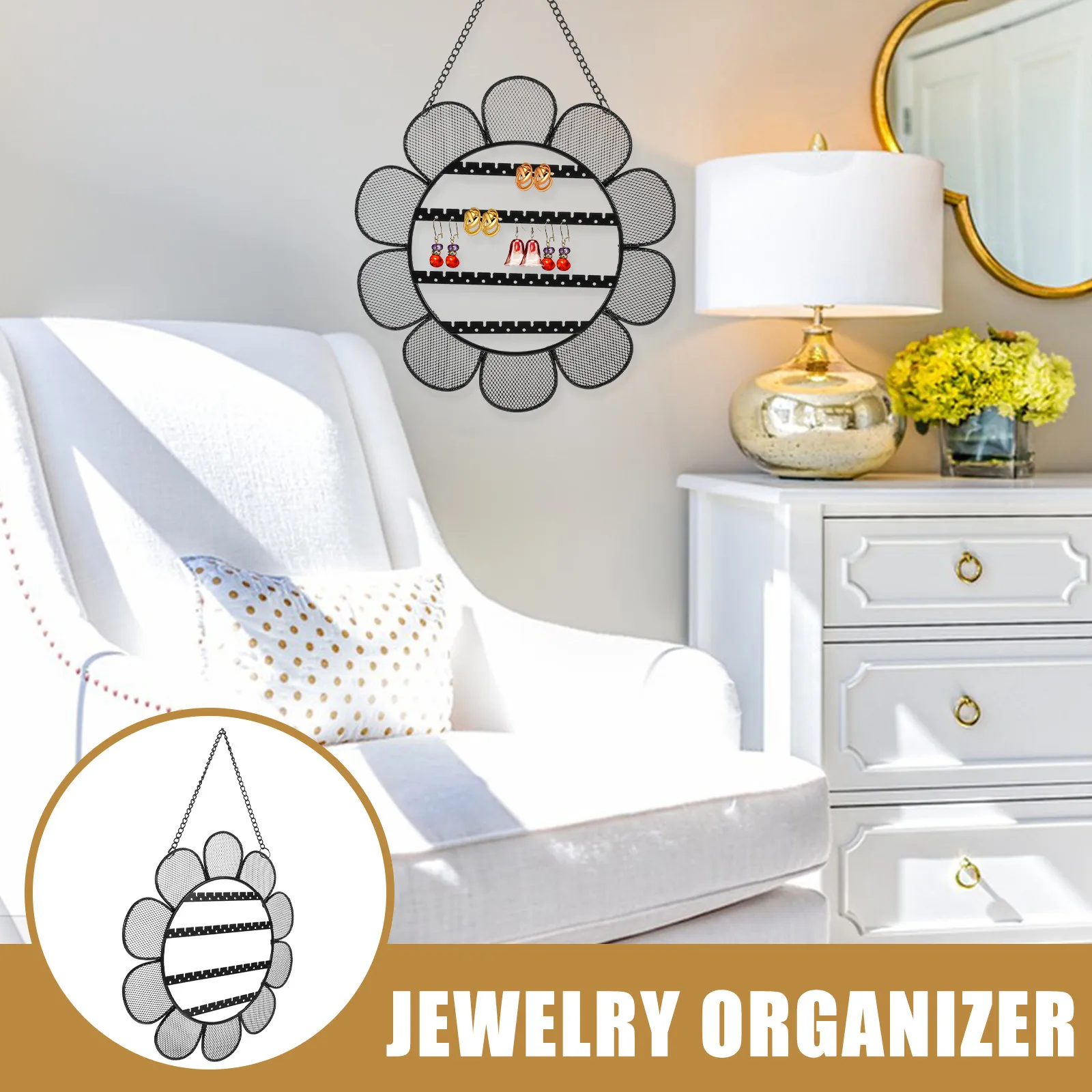 Iron Wire Jewelry Rack Sunflower Shape Wall Mounted Earring Display Holder For Hanging Necklaces Bracelets Keys Wall
Iron Wire Jewelry Rack Sunflower Shape Wall Mounted Earring Display Holder For Hanging Necklaces Bracelets Keys Wall