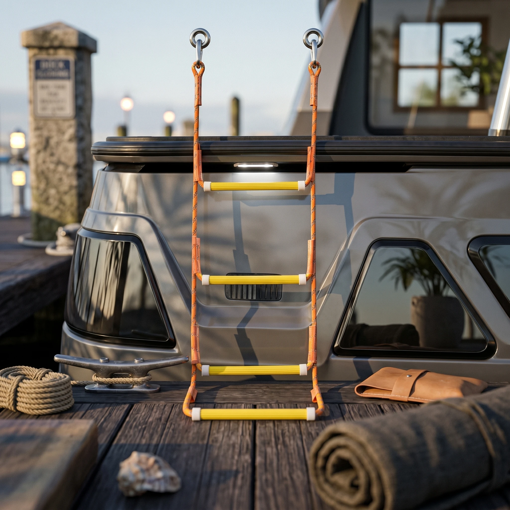 Rope Boat Ladder Stainless Steel Boat Rope Ladder Marine Gear Easy to Install Portable for Kayak Use, Dock Side
Rope Boat Ladder Stainless Steel Boat Rope Ladder Marine Gear Easy to Install Portable for Kayak Use, Dock Side