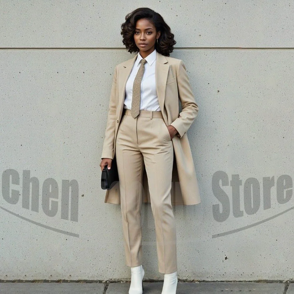 Chic Women Suit 2 Piece Single Breasted Notch Lapel Long Coat Pants Office Lady Daily Business Casual Solid Color Suits
Chic Women Suit 2 Piece Single Breasted Notch Lapel Long Coat Pants Office Lady Daily Business Casual Solid Color Suits
