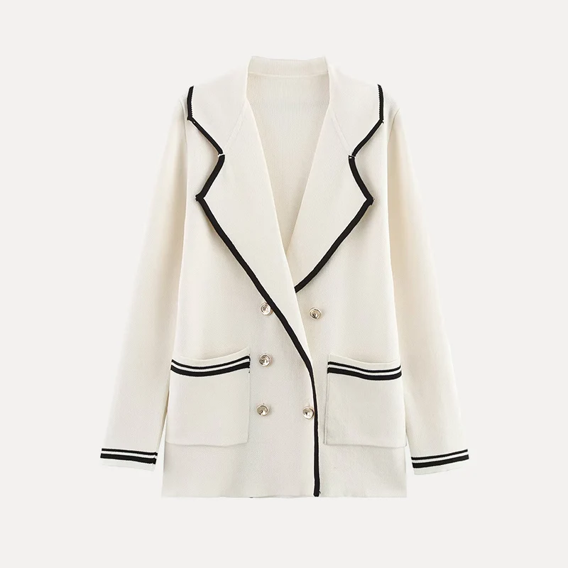 Spring 2025 Women's Knitted Long Sve Suit Jaet Double Breasted Notch Collar Commute Sle Polyester Fabric Outerwear
Spring 2025 Women's Knitted Long Sve Suit Jaet Double Breasted Notch Collar Commute Sle Polyester Fabric Outerwear
