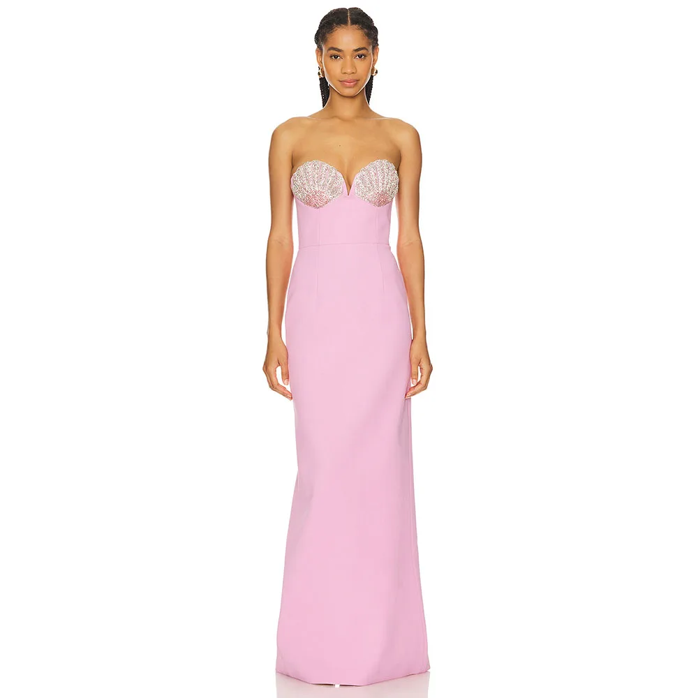 Mermaid Pink Evening Gown For Wedding Strapless Evening Dress Bust Beading Prom Gown Floor Length Formal Party Dress2025
Mermaid Pink Evening Gown For Wedding Strapless Evening Dress Bust Beading Prom Gown Floor Length Formal Party Dress2025