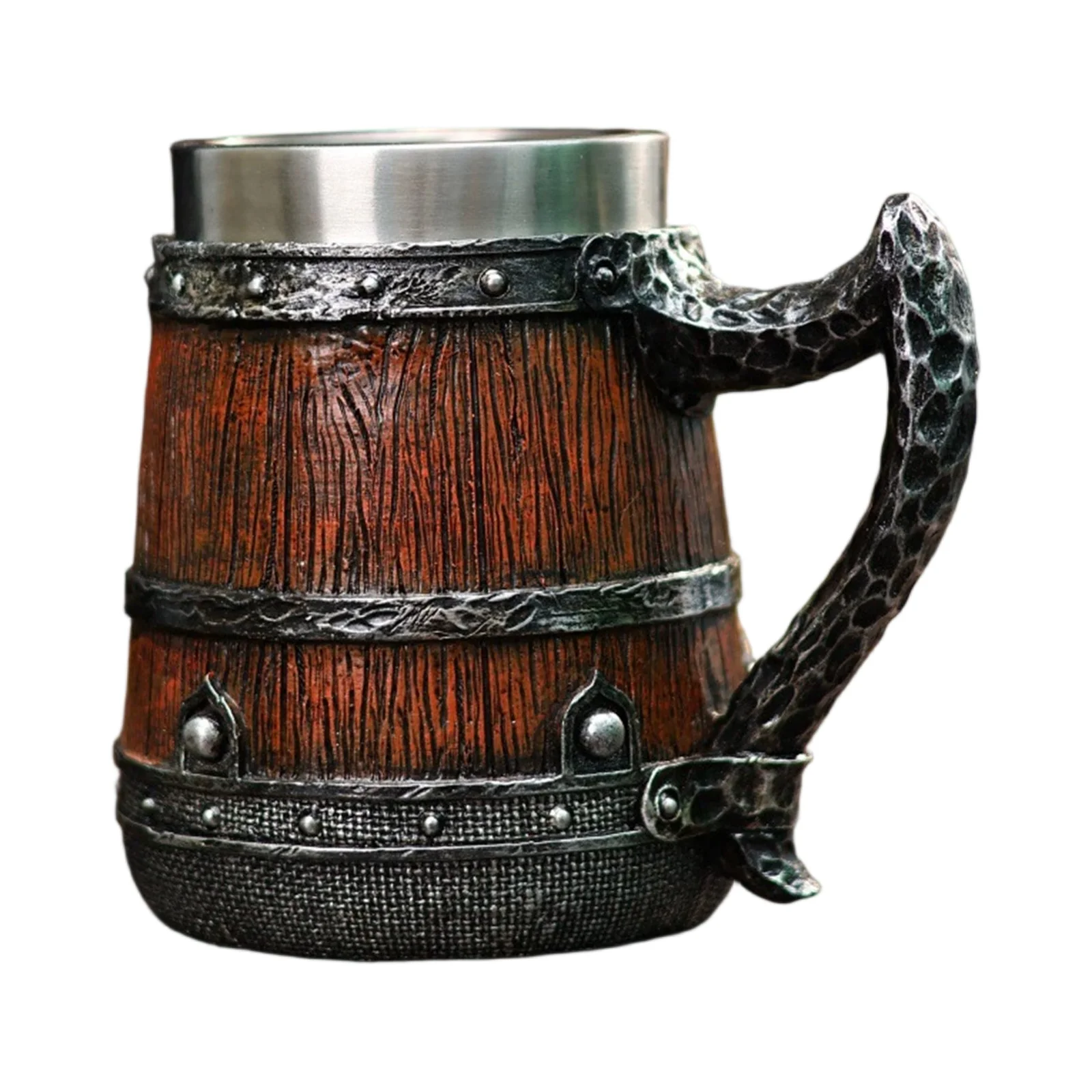 New Viking Wood Grain Beer Mug 304 Stainless Steel Medieval Tavern Wood Imitation Barrel Beer Mug Men Personalized Gift Cup
New Viking Wood Grain Beer Mug 304 Stainless Steel Medieval Tavern Wood Imitation Barrel Beer Mug Men Personalized Gift Cup