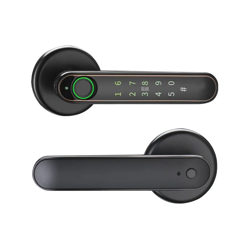 Fingerprint Door Lock - Smart Door Handle, Biometric Door Lock with App/Code/Spare Key/Fingerprint/IC Card, Keyless Entry Smart