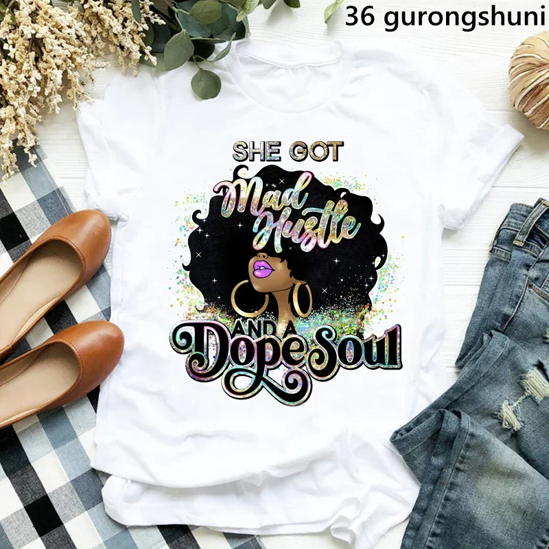 Watercolor She Got Mad Hustle And A Dope Soul Tshirt Femme Print Graphic Tees Women Melanin Black Girl Magic T-Shirt Streetwear
Watercolor She Got Mad Hustle And A Dope Soul Tshirt Femme Print Graphic Tees Women Melanin Black Girl Magic T-Shirt Streetwear