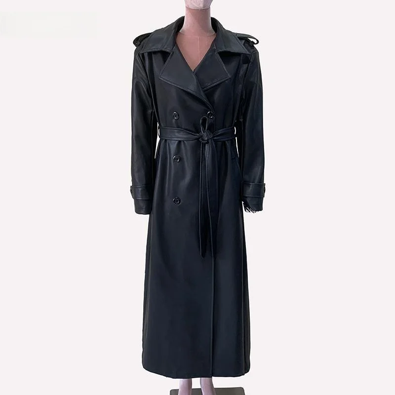 Женское удлиненное пальто Nerazzurri из корейской искусственной кожи с подплечниками, новинка 2024 года, модное, для повседневной носки, ветрозащитное
Женское удлиненное пальто Nerazzurri из корейской искусственной кожи с подплечниками, новинка 2024 года, модное, для повседневной носки, ветрозащитное