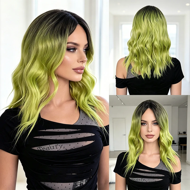 16 Inch Neon Green Ombre Wig Synthetic Fiber Water Wave Loose Curly Wig for Women Halloween Cosplay Daily Party
16 Inch Neon Green Ombre Wig Synthetic Fiber Water Wave Loose Curly Wig for Women Halloween Cosplay Daily Party