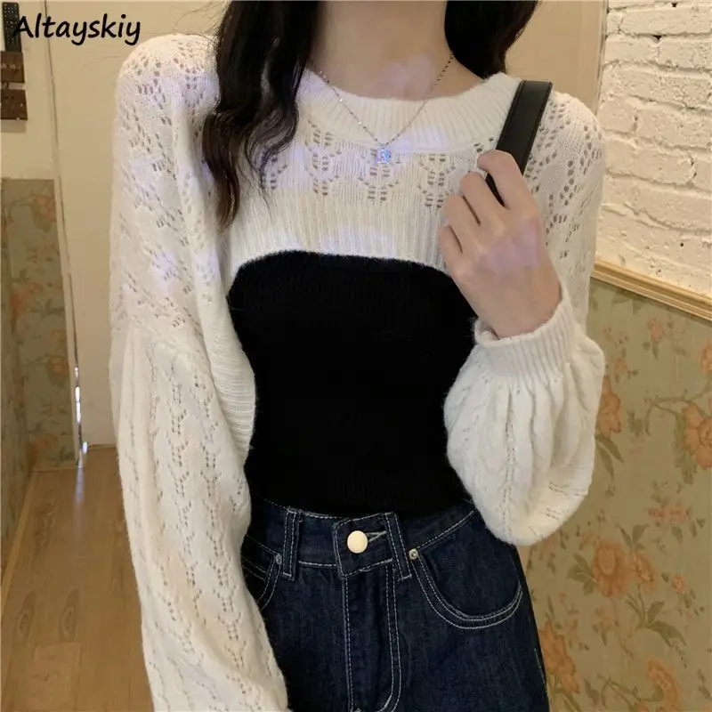 Hollow Out Pullovers Women Extreme-short Hotsweet Loose Lazy Knitted Long-sleeve Sun-proof Summer Thin Ulzzang Casual Female Ins
Hollow Out Pullovers Women Extreme-short Hotsweet Loose Lazy Knitted Long-sleeve Sun-proof Summer Thin Ulzzang Casual Female Ins