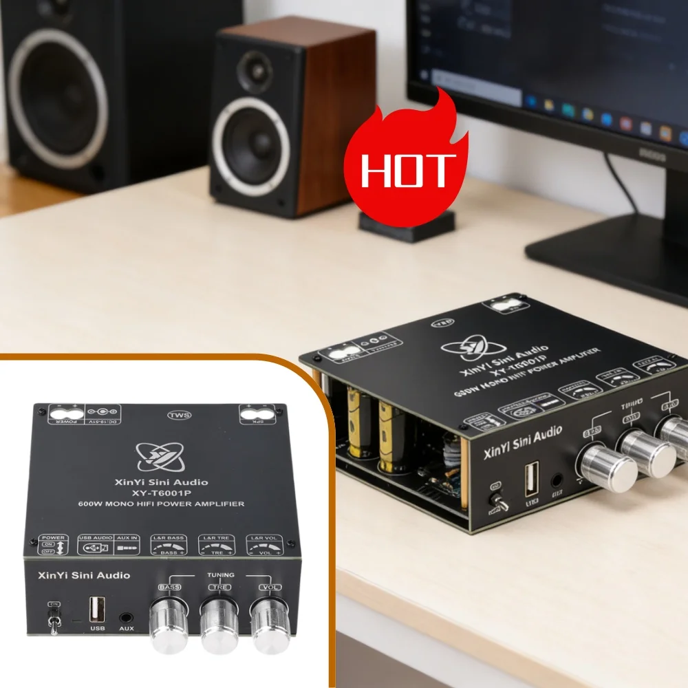 Модуль цифрового усилителя мощности 600 Вт TPA3255 XY-T6001P DC19-51V TWS Bluetooth 5.0 с входом AUX USB HiFi для домашнего кинотеатра и DIY-проектов
Модуль цифрового усилителя мощности 600 Вт TPA3255 XY-T6001P DC19-51V TWS Bluetooth 5.0 с входом AUX USB HiFi для домашнего кинотеатра и DIY-проектов