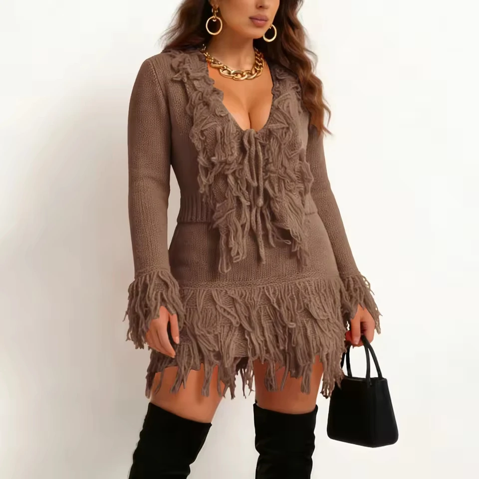 Women Sweater Skirt Set 2 Piece Outfits Sexy Cropped Cardigan Sweaters And Mini Fringe Kint Elegant Party Dresses For Women
Women Sweater Skirt Set 2 Piece Outfits Sexy Cropped Cardigan Sweaters And Mini Fringe Kint Elegant Party Dresses For Women